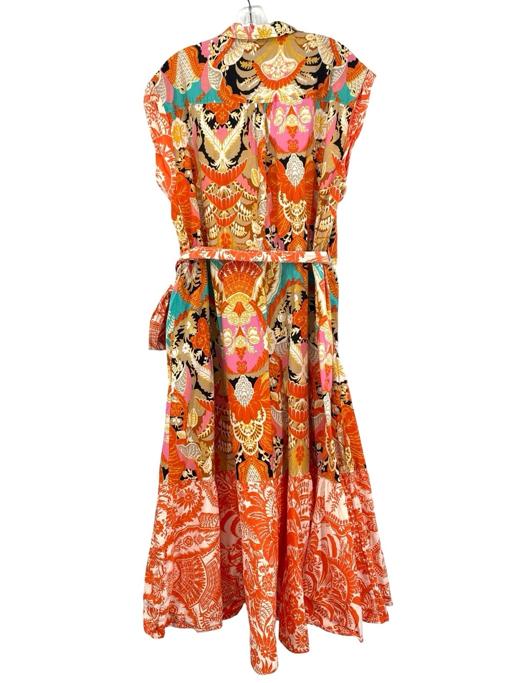 By Anthropologie V-Neck Wrap Dress Cotton Midi Colorful Tropical Size 3X - Picture 7 of 10